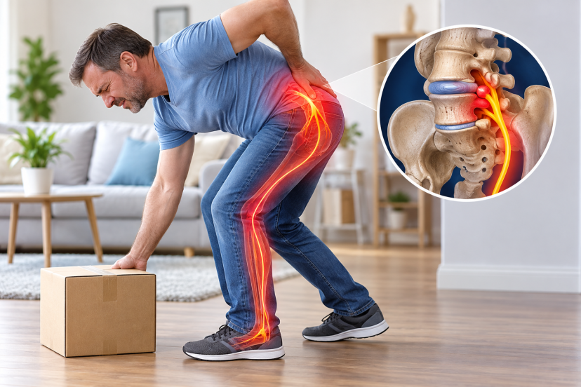 sciatica pain when bending forward