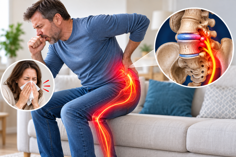 sciatica pain when coughing and sneezing
